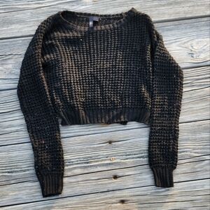 Black Knit Long Sleeve Crop Top Sweater Pullover extra small